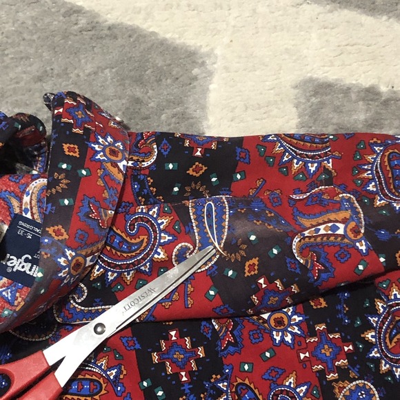 VTG Wrangler Western Shirt Men X-Long Tails M 16-33 Blue Paisley Rockabilly USA - Picture 11 of 14